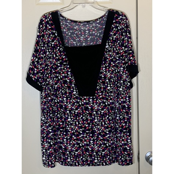 Unbranded Tops - Unbranded Mosaic Print Tunic Women 4XL Multi Color EUC Square Neck Short Slv